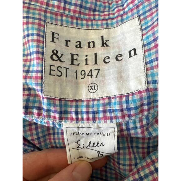 FRANK & EILEEN "Eileen" Relaxed  100% Cotton Blue Red Pink Button Down Shirt XL - Picture 3 of 10